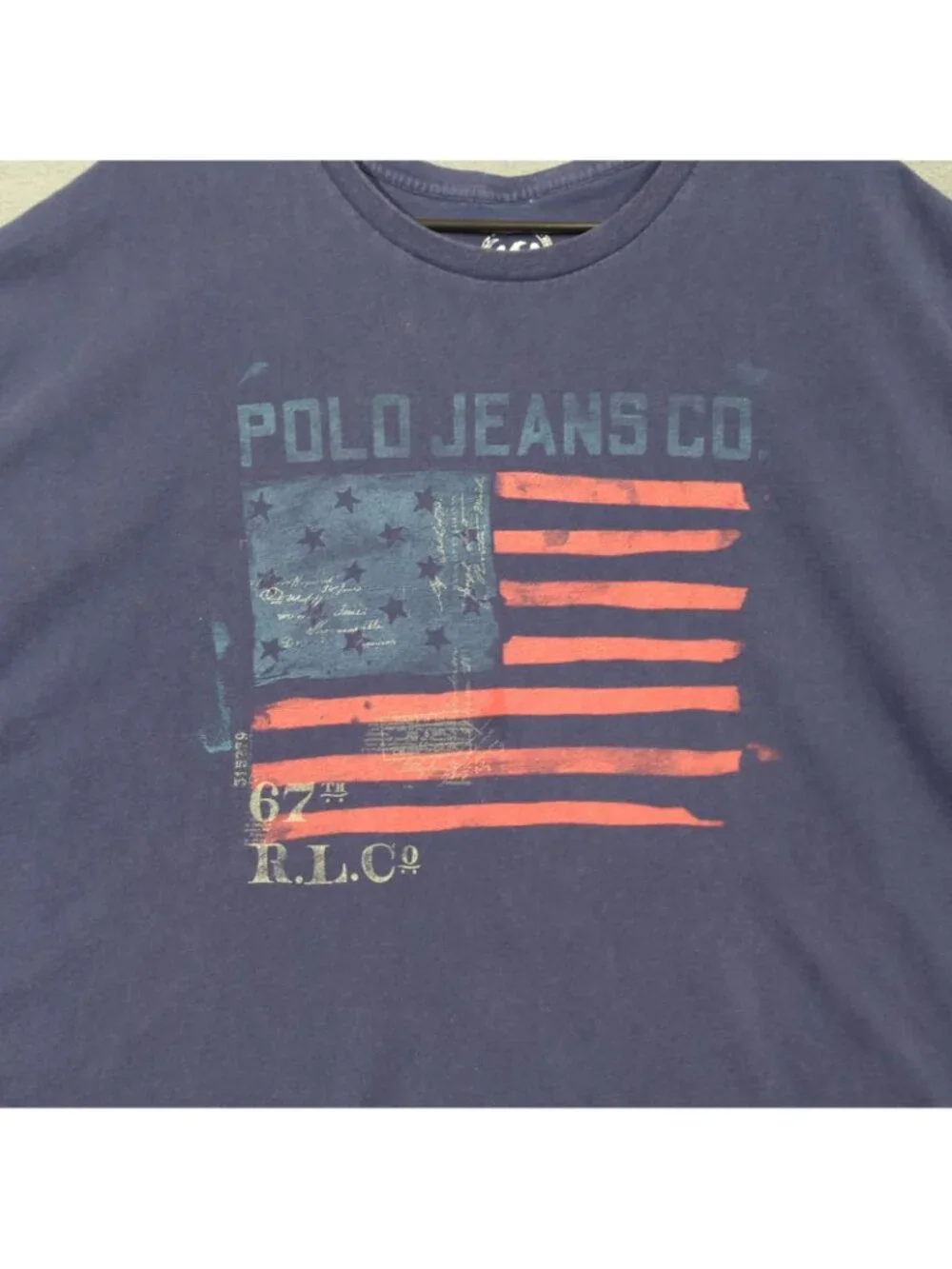 Polo Jeans Co T-Shirt Men's 3XL Blue American Flag Graphic Short Sleeve Cotton